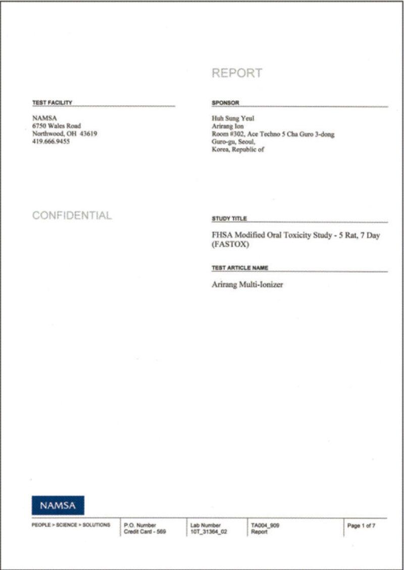 BÁO CÁO KIỂM TRA TÍNH CHẤT AN TOÀN CỦA NƯỚC UỐNG